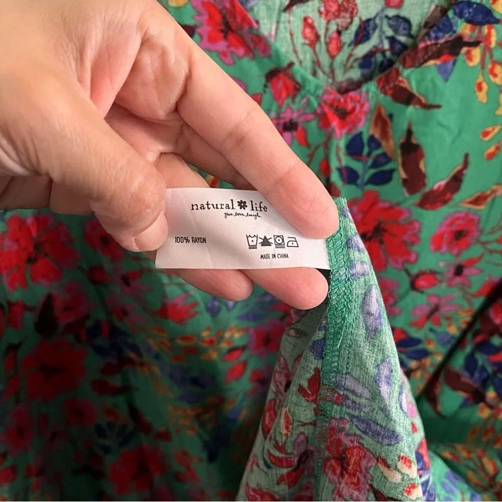 Natural Life Colorful Floral Tunic Shirt Dress Mini Short Spring - Picture 4 of 6